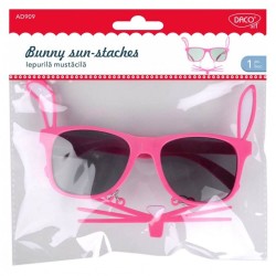 Ochelari Soare Mustati DACO, 15 cm, Model Iepurila Mustacila, Culoare Roz, Ochelari Soare pentru Copii, Ochelari de Soare de Plastic, Ochelari pentru Petrecere, Ochelari de Soare Model Iepuras