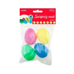 Oua Plastic DACO, 4x6 cm, 4 Buc/Set, Multicolor, Oua Plastic pentru Decor, Oua de Paste din Plastic, Oua de Paste de Pictat, Oua Plastic pentru Decorat, Oua Plastic Color, Oua Decorative Plastic