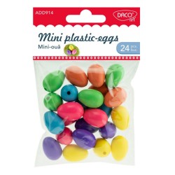 Mini Oua din Plastic DACO, 2.5 cm, 24 Buc/Set, Multicolor, Accesorii Creatie, Accesorii Craft, Oua de Pictat, Oua de Paste din Plastic, Oua de Paste de Pictat, Oua Plastic Pentru Decorat, Oua Plastic pentru Pictat