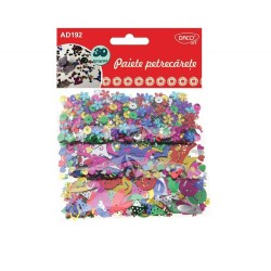 Paiete Petrecarete DACO, 30 g, Dimensiuni Variabile, Multicolor, Accesorii Creatie, Accesorii Craft, Accesorii din Plastic, Paiete Colorate, Paiete Diverse Modele, Paiete Colorate Plastic, Paiete de Cusut, Paiete Mari de Cusut
