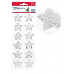 Forme Plastic Autoadeziv DACO, 12 Buc/Set,  4.2 cm, Model Magice Stele, Culoare Argintie, Stele Decorative cu Adeziv, Stelute Decorative din Plastic, Stelute Adezive, Stelute cu Lipici, Accesorii Craft, Accesorii Creatie, Stelute Argintii de Plastic