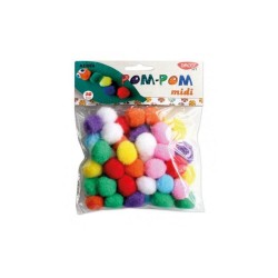 Pom Pom Midi DACO, 50 Buc/Set, 25 mm, Material Textil, Multicolor, PomPom Textil, Pom-Pom Textil, Pom Pom Colorat, Pom Pom Decorativ, Bilute Plusate Colorate, Bilute Pom Pom, Accesorii Craft, Accesorii Creatie