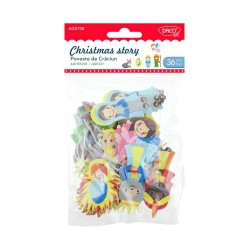 Forme Spuma Autoadeziva DACO, 36 Buc/Set, Multicolor, Model Poveste Craciun, Dimensiune Variabila, Figurine Craciun Spuma Adeziva, Forme din Spuma, Forme Daco din Spuma, Accesorii Craft, Accesorii Creatie