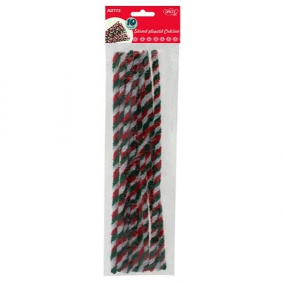 Sarma Plusata DACO, 10 Buc/Set, 0.8x30 cm, Craciun, Multicolor, Accesorii Craft, Accesorii Creatie, Accesorii Daco, Sarme Plusate Colorate, Sarma Plusata Creatie, Sarma Plusata Chenille, Sarma Jenila, Sarma Jenilia, Sarma Plusata Colorata