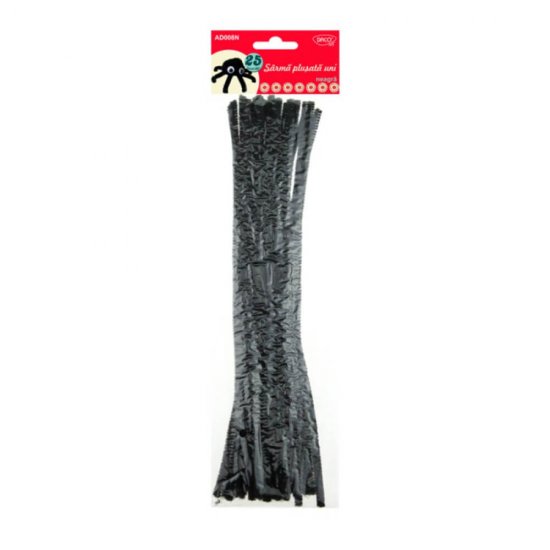 Sarma Plusata Daco 25Buc/Set, Neagra, 30x0.6 cm, Material Plastic/Metal, Sarma Activitati Craft, Accesorii Craft, Sarma pentru Cradft, Sarma Plusata pentru Craft, Sarma Craft Daco, Sarma Plusata Activitati, Sarma Plusata Colorata