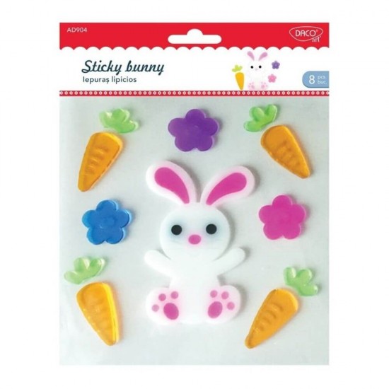Forme Silicon Autoadeziv DACO, 8 Buc/Set, Model Iepuras Lipicios, Multicolor, Forme Decor Adezive din Silicon, Iepurasi Silicon Autoadeziv, Iepuri Silicon Adeziv, Accesorii Craft, Accesorii Creatie, Iepurasi Autoadezivi din Silicon