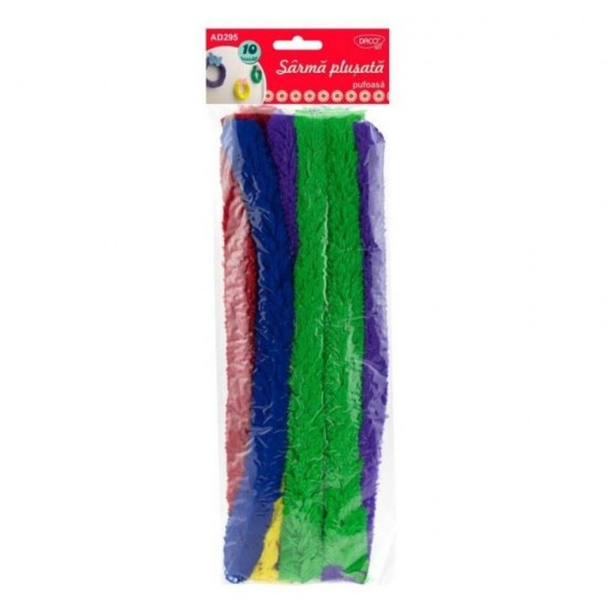 Sarma Plusata Pufoasa DACO, 10 Buc/Set, 3x30 cm, Multicolor, Accesorii Creatie, Accesorii Craft, Sarma Pufoasa, Sarma Plusata Colorata, Sarma Jenila