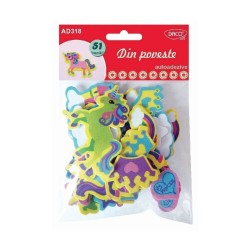 Forme Spuma Autoadeziva DACO, 51 Buc/Set, Poveste, Multicolor, Accesorii Craft, Accesorii Creatie, Forme Decorative din Spuma, Set Forme cu Lipici, Unicorni Decorativi din Spuma, Forme din Spuma Adeziva