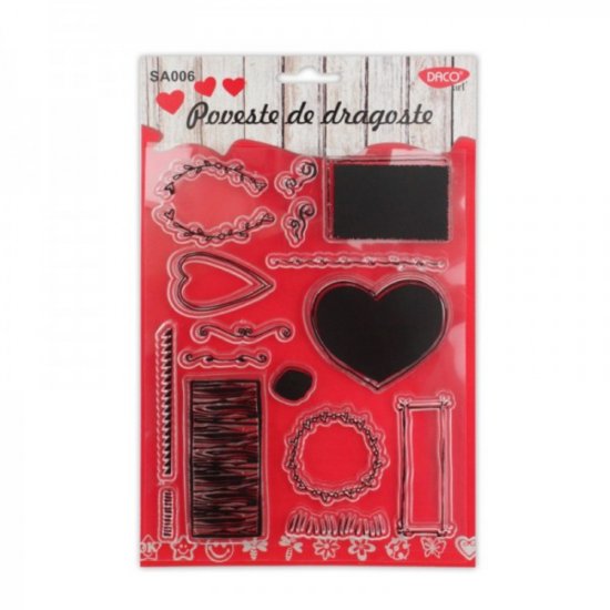 Stampila Netusata Poveste de Dragoste Daco, 13 Modele, Ambalat Blister, Stampile Netusate, Stampile Daco, Stampile Netusate Daco, Stampile Copii, Stampile Decorative, Stampile pentru Copii, Accesorii Craft