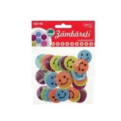 Forme Spuma Autoadeziva DACO, 30 Buc/Set, Zambareti, Dimensiuni Variabile, Multicolor, Accesorii Creatie, Accesorii Craft, Smiley Face din Spuma, Forme Spuma Autoadezive, Smiley Face Spuma Autoadeziva, Fete Zambarete din Spuma