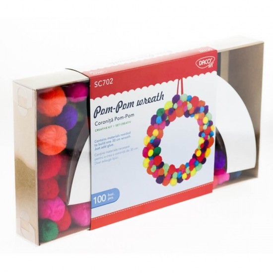 Set Creativ Coronita Pom-Pom Daco, Set Confectionare Coronita de Craciun, Coronita Craciun, Coronita Pufoasa Craciun, Ornamente Craciun, Decoratiuni Craciun, Set Confectionare Coronita, Set Coronita Craciun, Accesorii Craciun, Set Accesorii Craciun