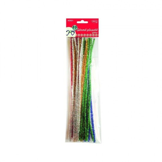 Sarma Plusata Glitter DACO, 30x0.6 cm, 25 Buc/Set, Multicolor, Sarma Colorata, Sarma Daco, Sarma pentru Decoratii, Sarma Plusata Activitati, Sarma Plusata Modele, Sarme Plusate, Sarma Flexibila Plusata, Sarma Plusata cu Sclipici