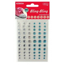 Diamante Adezive DACO, 66 Buc/Set, Albastru/Alb, Plastic, Diamante Plastic, Diamante Decorative, Cristale Adezive, Diamante Autoadezive Plastic, Pietricele Autoadezive Plastic, Strasuri Autoadezive, Accesorii Craft, Accesorii Creatie