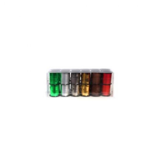 Set 24 Role de Panglica pentru Cadou Rotolux, 10mm x 10m, Diverse Culori; Verde Metalizat,  Rosu Metalizat, Maro  Metalizat, Auriu Metalizat , Argintiu Metalizat, Gri Metalizat, Panglica pentru Impachetarea Cadourilor, Rola de Panglica Colorata