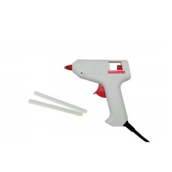 Pistol Daco de Lipit cu Silicon si 2 Rezerve, 100x10 mm, 40 W, Plastic, Alb/Rosu, Lipiciosul Mare, Set Pistol de Lipit si 2 Bare de Silicon, Aparat de Lipit cu Silicon si Rezerva, Pistoale de Lipit cu Silicon