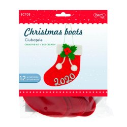 Set Creativ Ciubotele Daco, Rosu, Fetru, Set Creativ, Set Modelaj, Set Creativ in Forma de Ciubotele, Daco Accesorii, Set Cadou Daco, Set Creativ Cadou Daco, Set Proiect Lucru Manual, Accesorii Craft