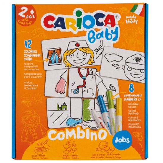 Set Puzzle Jobs Carioca Baby, 12 Carduri cu 2 Fete, 8 Carioci Super Lavabile, Multicolor, Carioci Super Lavabile, Puzzle, Puzzle Carioca, Carioci Puzzle, Set Carioca Puzzle, Set Carioca Carioci, Set Creativ, Set Creativ Copii, Set Creativ Carioca