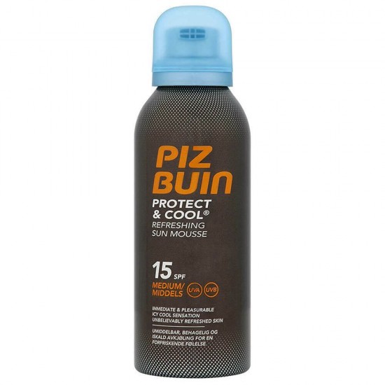 Spuma Revigoranta SPF 15 Piz Buin Protect & Cool, 150ml, Spuma Bronz, Mousse pentru Bronz, Mousse de Bronz, Spuma Piz Buin, Spuma Bronz Piz Buin, Spuma de Bronz Piz Buin, Spuma de Bronz, Spuma de Bronz Piz Buin 