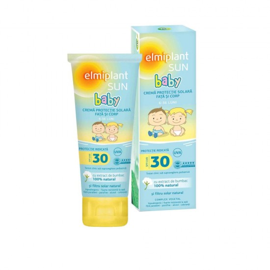 Crema Protectie Solara de Copii, Elmiplant Sun Baby, 75 ml, SPF 30, Pentru Fata si Corp, Creme Protectie Solara, Crema de Soare, Crema de Soare, Crema Elmiplant, Crema Solara Copii, Creme Protectie Solara Copii, Crema pentru Soare