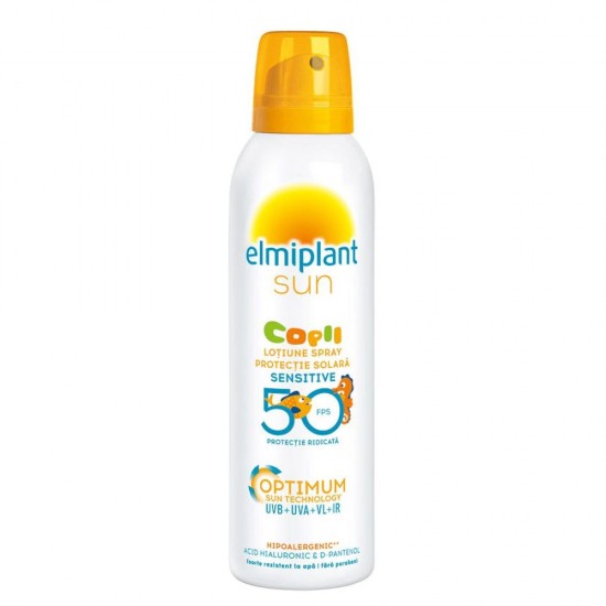 Lotiune Spray Protectie Solara SPF50 Elmiplant Sun Kids Sensitive, 150 ml, Lotiune Protectie Solara Copii, Lotiuni de Protectie Solara, Lotiune pentru Protectie Solara, Lotiune Solara SPF50, Lotiune de Plaja pentru Copii, Lotiuni de Plaja pentru Copii