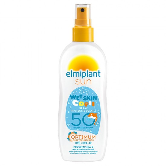 Lotiune Spray Protectie Solara SPF50 Elmiplant Sun Kids Wet Skin, 150 ml, Lotiune Protectie Solara Copii, Lotiuni de Protectie Solara, Lotiune pentru Protectie Solara, Lotiune Solara SPF50, Lotiune de Plaja pentru Copii, Lotiuni de Plaja pentru Copii