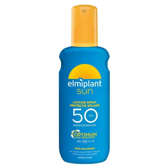 Lotiune Spray Protectie Solara SPF50 Elmiplant Sun, 200 ml, Lotiune de Protectie Solara, Lotiune cu Protectie Solara, Lotiuni Protectie Solara, Lotiune Elmiplant pentru Protectie Solara, Lotiune Solara SPF50, Lotiune de Plaja, Lotiuni de Plaja