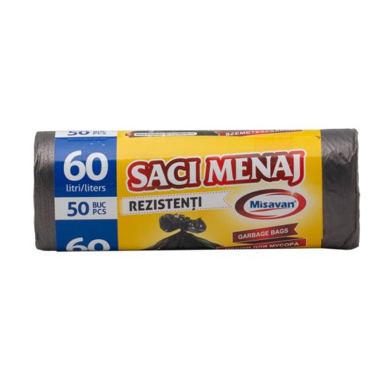 Rola 50 Saci Menajeri Misavan, 60 l, Negri, Saci de Menaj, Rola Saci Menajeri, Saci Menajeri 60 l, Saci Menajeri in Rola, Saci pentru Menaj, Saci Gunoi, Saci de Gunoi, Saci Deseuri, Saci pentru Deseuri, Saci Menajeri Rezistenti, Saci Cos de Gunoi