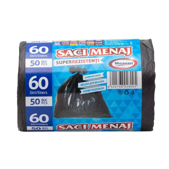 Rola 50 Saci Menajeri Super Rezistenti Misavan, 60 l, Negri, Saci de Menaj, Rola Saci Menajeri, Saci Menajeri 60 l, Saci Menajeri in Rola, Saci pentru Menaj, Saci Gunoi, Saci de Gunoi, Saci Deseuri, Saci pentru Deseuri, Saci Cos de Gunoi