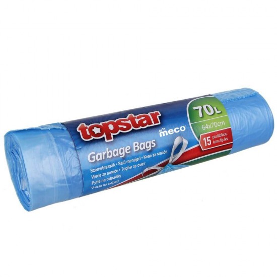 Saci Menajeri Topstar cu Snur, 70L, 15 Buc/Rola, Albastri, Saci Menaj, Saci de Gunoi, Saci Menajeri 70L, Saci de Gunoi Albastri, Saci Menajeri Topstar cu Snur, Saci Menajeri cu Snur, Saci Gunoi cu Snur