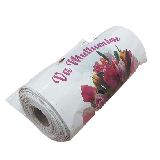 Rola 50 Sacose Albe Tip Maieu 4 Kg, Va Multumim, Plastic, 36x13x44 cm, Sacose Uz Casnic pentru Alimente, Pungi Alimentare, Sacose din Plastic pentru Alimente, Pungi Alimentare din Plastic, Pungi Magazin, Pungi Supermarket, Pungi cu Maner in Rola