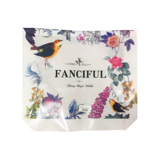 Sacosa Alba Imprimata, 48x42x10 cm, Polipropilena, Model Pasare si Flori, Text „Fancy”, Sacosa Cumparaturi, Sacose Cumparaturi, Sacosa Polipropilena, Sacose Polipropilena, Sacosa cu Model, Sacose cu Model, Sacosa pentru Cumparaturi, Sacosa de Cumparaturi