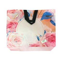 Sacosa Roz Imprimata, 48x42x10 cm, Polipropilena, Model cu Pasare si Flori, Sacosa Cumparaturi, Sacose Cumparaturi, Sacosa Polipropilena, Sacose Polipropilena, Sacosa cu Model, Sacose cu Model, Sacosa pentru Cumparaturi, Sacosa de Cumparaturi
