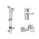 Set 6 Piese Ceraflex pentru Baie - Baterie cu Ventil Metalic pentru Lavoar, Baterie Cada si Dus, Bara Dus 600 mm, Savoniera, Para Dus 110 mm, Furtun Dus 1750 mm, Set Baie, Set pentru Baie, Set 6 Piese Baie, Set pentru Dus, Set Dus