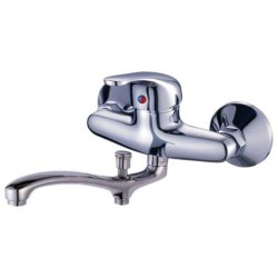 Baterie pentru Cada Sanobi SanQ, cu Pipa Lunga, Furtun si Para Dus, Material Zinc, Finisaj Cromat, Baterii Cada, Baterie Cada cu Pipa Lunga, Baterii Cazi, Baterie Cada cu Furtun si Para Dus, Obiecte Sanitare, Baterii Sanitare