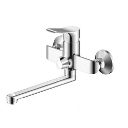 Baterie Sanobi Lotus pentru Cada cu Furtun + Para Dus, Cromat, Baterie pentru Cada, Baterie Sanitara, Baterie Sanitara pentru Cada, Baterie Cada cu Pipa Medie, Baterie Cada cu Furtun si Para Dus, Baterie pentru Cada Sanobi Lotus 