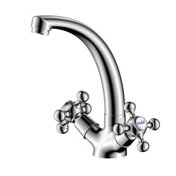 Baterie de Bucatarie cu Pipa Medie din Alama Sanobi Retro, Finisaj Cromat, Baterii Bucatarie, Baterie Bucatarie, Baterie pentru Bucatarie, Baterii pentru Bucatarie, Baterii de Chiuveta, Baterie de Chiuveta, Baterii Sanobi, Baterie Sanobi, Baterie Chiuveta