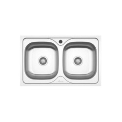 Chiuveta Dubla XXL Bucatarie Sanobi, 80x50 cm, Inox Alimentar, Finisaj Mat, Chiuveta de Bucatarie Sanobi, Chiuveta Dubla Bucatarie, Chiuveta de Bucatarie Dubla, Chiuveta Bucatarie Inox, Chiuveta pentru Bucatarie, Chiuveta pentru Blat Bucatarie