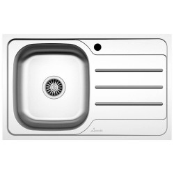 Chiuveta XXL Bucatarie Sanobi, 80x50 cm, cu Picurator, Cuva pe Stanga, Inox Alimentar, Finisaj Mat, Chiuveta Bucatarie Finisaj Mat, Chiuveta de Bucatarie Sanobi, Chiuveta Bucatarie Partea Stanga, Chiuveta Bucatarie Orientare Stanga