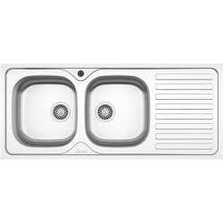 Chiuveta Bucatarie Dubla Sanobi, 116x50 cm, cu Picurator pe Dreapta, Inox Alimentar, Finisaj Mat, Chiuveta de Bucatarie Sanobi, Chiuveta Dubla cu Picurator pentru Bucatarie, Chiuveta de Bucatarie Dubla cu Picurator, Chiuveta Bucatarie Inox