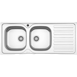 Chiuveta Dubla pentru Bucatarie Sanobi, Inox Alimentar, 1160x500 mm, Orientare Stanga, Finisaj Linen, Chiuveta, Chiuveta Inox, Chiuveta Sanobi, Chiuveta Inox Sanobi, Chiuveta pentru Blat, Chiuveta Bucatarie, Chiuveta pentru Bucatarie