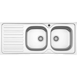 Chiuveta Dubla pentru Bucatarie Sanobi, Inox Alimentar, 1160x500 mm, Orientare Dreapta, Finisaj Linen, Chiuveta, Chiuveta Inox, Chiuveta Sanobi, Chiuveta Inox Sanobi, Chiuveta pentru Blat, Chiuveta Bucatarie, Chiuveta pentru Bucatarie