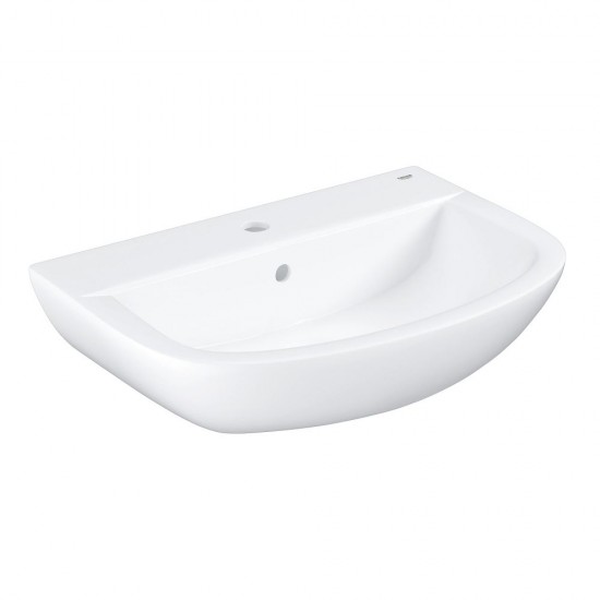 Lavoar Ceramic, Grohe Bau, Montare pe Perete, 60.9x44.2 cm, cu Orificiul pentru Baterie, Alb, Lavoar Alb, Lavoar pentru Baie, Lavoar Ceramic, Chiuveta Alba, Chiuveta pentru Baie, Chiuveta Ceramica