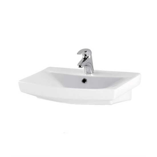 Lavoar  Suspendat, Cersanit Carina, 55x40 cm, Cu Orificiu pentru Baterie si Preaplin, Lavoar Suspendat de la Cersanit, Lavoar Cersanit Carina, Lavoar cu Orificiu pentru Baterie si Preaplin Cersanit