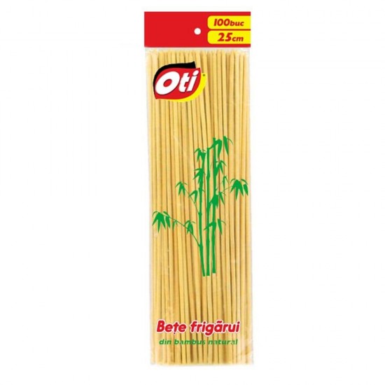 Set 100 Bete Frigarui OTI, 25cm x 3mm, Lemn de Bambus, Bete din Lemn pentru Frigarui, Bete Frigarui din Bambus, Bete de Bambus pentru Frigarui, Bete de Lemn pentru Grill, Bete Grill