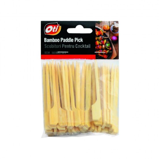 Set 50 Scobitori din Lemn Cocktail OTI, 9cm x 3mm, Scobitori din Lemn pentru Evenimente, Bete Frigarui cu Capat Plat, Scobitori pentru Petreceri, Bete pentru Aperitive, Scobitori pentru Aperitive, Scobitori Festive, Scobitori pentru Picnic