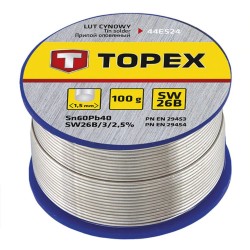 Aliaj de Cositor pentru Lipit, Topex Fludor, 60SN SW26, 1.5 mm, 100 g, Accesorii pistoale de lipit, Pistoale de Lipit Topex, Scule Electrice, Unelte Electrice, Aliaj de Cositor Fludor, Pistoale de Lipit la Cald