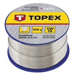 Aliaj de Cositor pentru Lipit, Topex Fludor, 60SN SW26, 1 mm, 100 g, Accesorii pistoale de lipit, Pistoale de Lipit Topex, Scule Electrice, Unelte Electrice, Aliaj de Cositor Fludor, Pistoale de Lipit la Cald