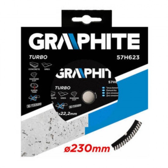 Disc Diamantat Graphite Turbo, 230x1.8x22.2 mm, Subtire, pentru Flex, Disc Diamantat Subtire, Disc Diamantat pentru Flex, Disc Flex pentru Beton Armat, Disc Flex pentru Piatra, Disc Flex pentru Zidarie, Disc Graphite Turbo, Disc Flex Graphite Turbo