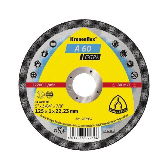 Disc Debitare Klingspor A60 Extra, Inox, 125x1x22 mm, Disc Debitare Standard Metal, Disc pentru Polizorul Unghiular, Disc pentru Flex, Panza Flex pentru Metal, Discuri Debitare Metale, Discuri pentru Polizoare Unghiulare, Discuri pentru Flex Mic