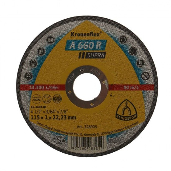 Disc Debitare Klingspor A660R Supra, Inox, 115x1x22 mm, Disc Debitare Standard Metale Neferoase, Disc pentru Polizorul Unghiular, Disc pentru Flex, Panza Flex pentru Otel, Discuri Debitare Metale, Discuri pentru Polizoare Unghiulare